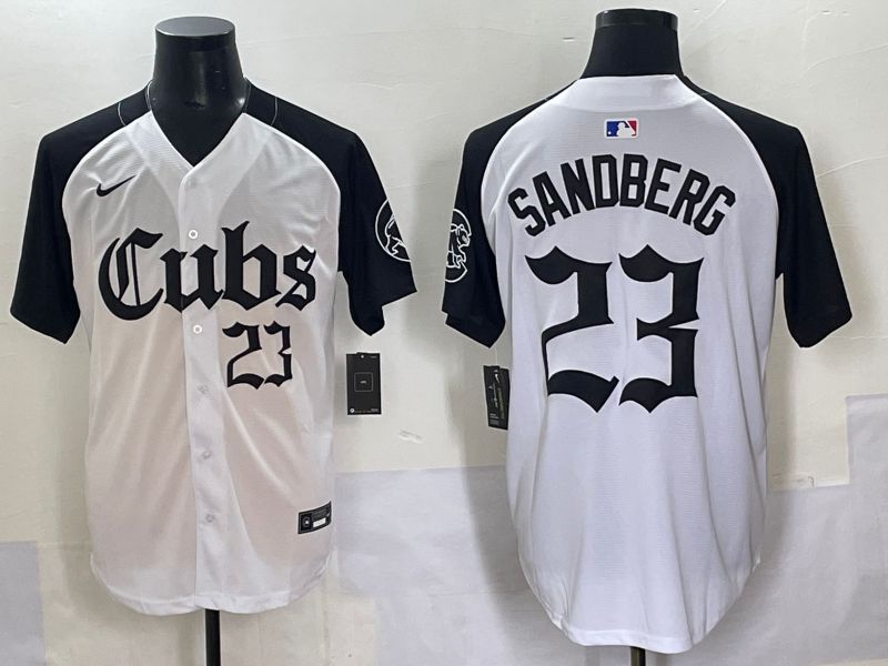 Men 2025 Chicago Cubs 23 Sandberg White black Five generations Joint Name Nike MLB Jersey style 6236